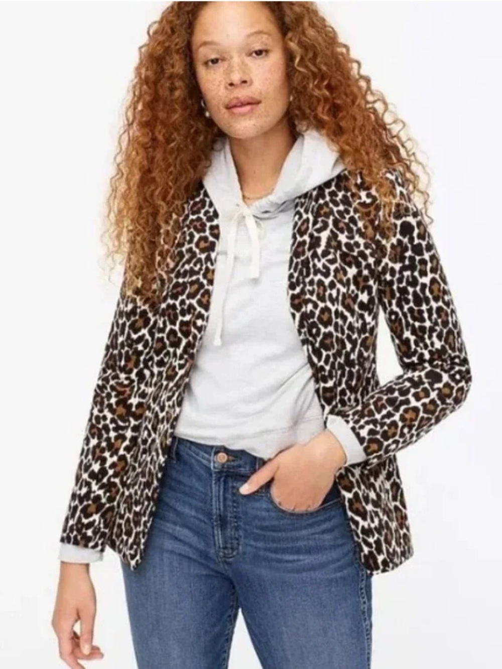 NWOT J. Crew Schoolboy Blazer Leopard Snowcat Brown Business Casual Women Small